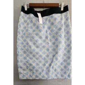 Ann Taylor Loft Women's  Blue & white Eyelet Lace Lined Pencil Skirt Size 8 #27